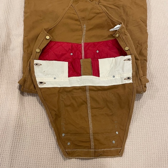 Carhartt R41 Overall Men’s 36W 34L Duck Zip-to-Thigh Bib Quilt Lined Brown - Picture 7 of 16